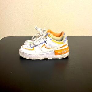 Size 7.5 - Nike Air Force 1 Shadow Phantom Womens Sneaker, Orange And Green
